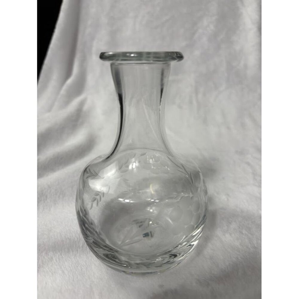 Vintage Colony Crystal Decanter Vase with Etched Floral Design